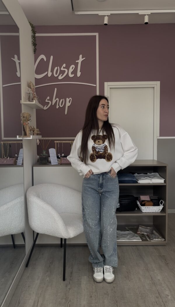 Jeans wide balloon strass