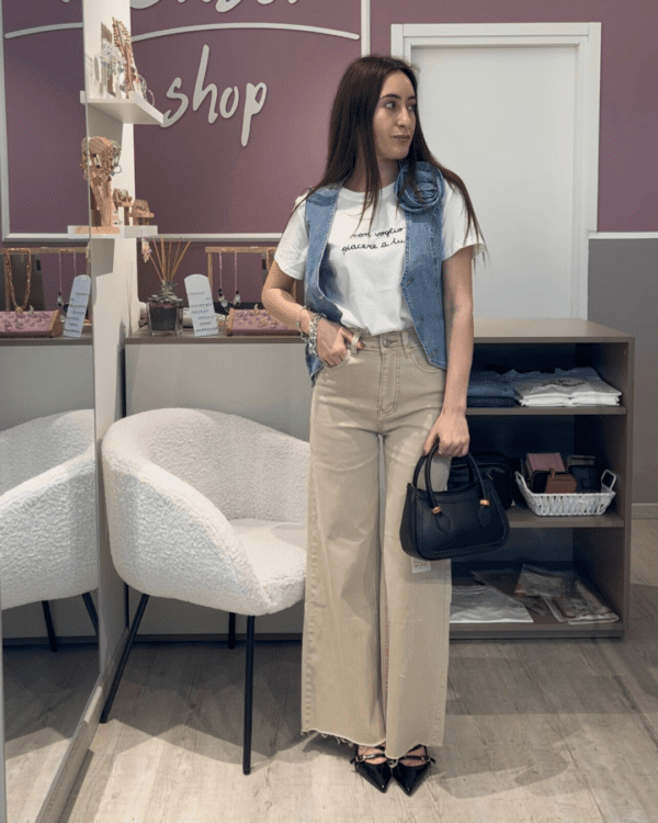 Jeans wide leg sabbia