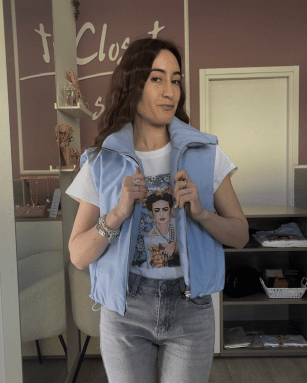 Gilet imbottito celeste