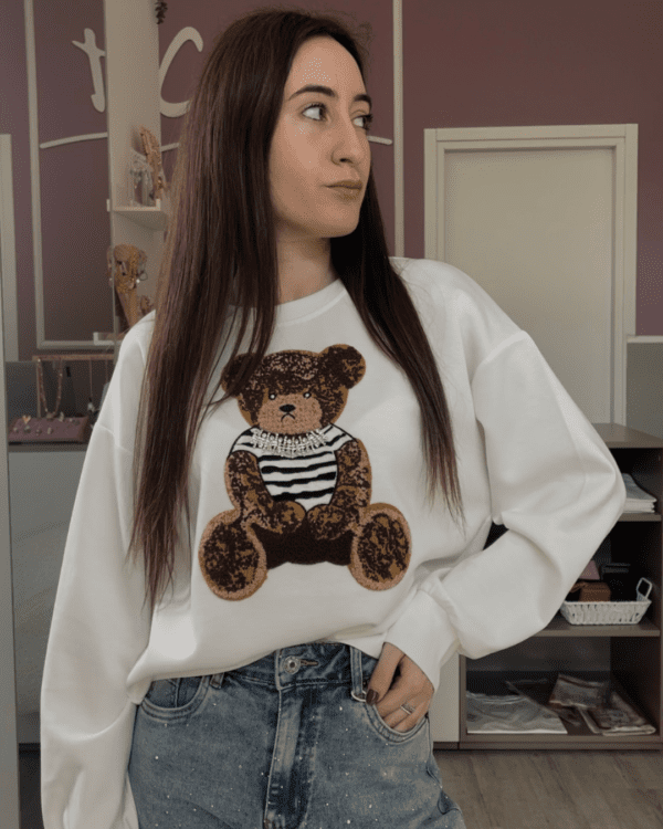 Felpa teddy bianca