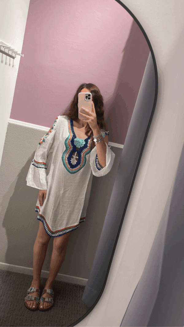 Copricostume bianco dettagli crochet