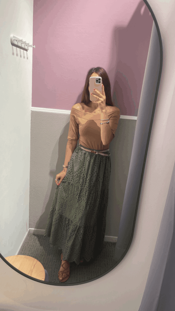Gonna lunga in sangallo verde militare